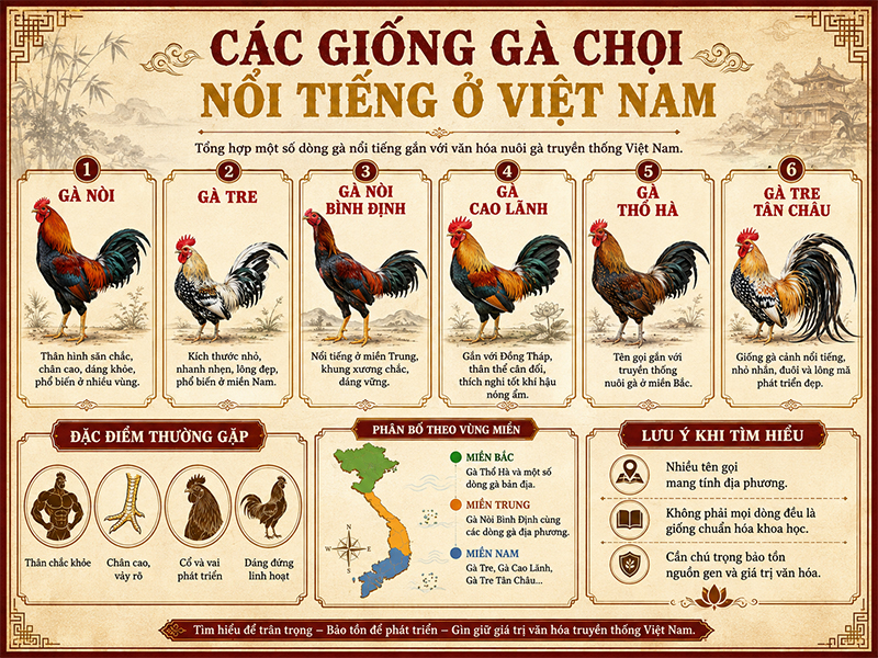 Các giống gà chọi nổi tiếng ở Việt Nam